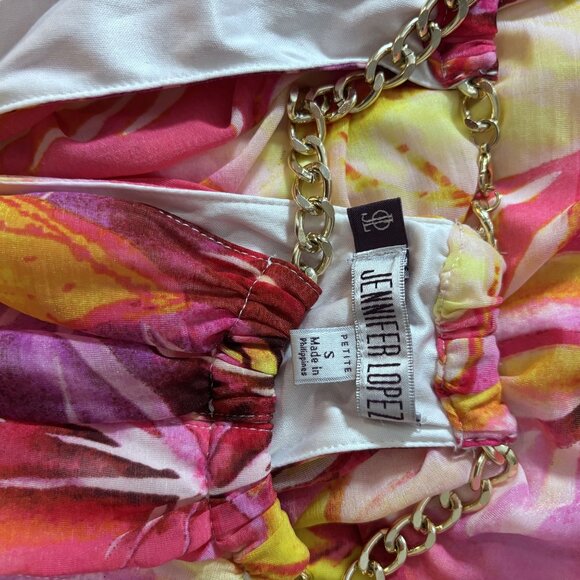 Womens Size PS Tropical Sleeveless Halter High Low Dress With Chain Neckline - Picture 10 of 11